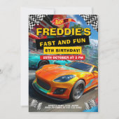 Racing Hot Car Verjaardagsfeestje Kaart (Voorkant)