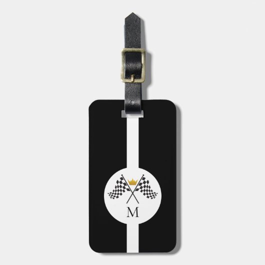 Racing Initial Monogram Reizen Bagagelabel (Voorkant verticaal)