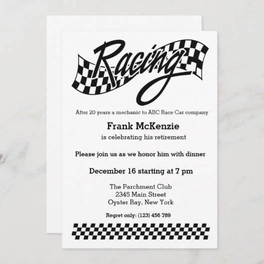 Racing Kaart (Voorkant / Achterkant)