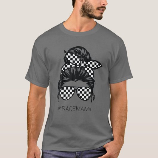 Racing Mam Messy Bun Racer Race Moederdag T-shirt (Voorkant)