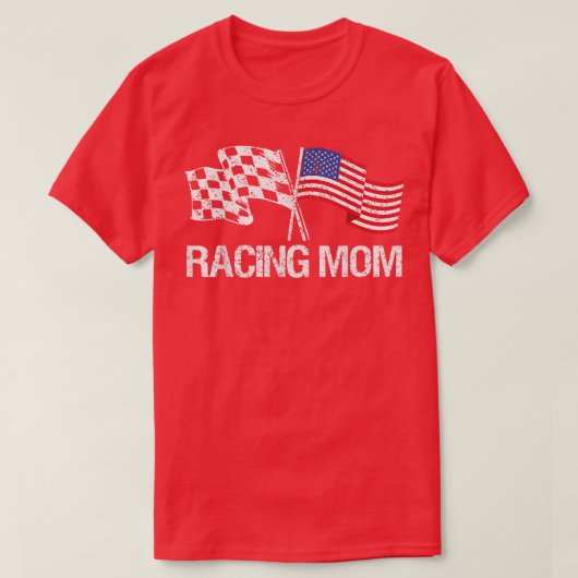 Racing Mam Usa Racing Flag voor Race Car Party T- T-shirt (Design voorkant)