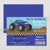 Racing Monster Truck Party, Blue Admission Ticket Kaart (Voorkant / Achterkant)