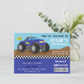 Racing Monster Truck Party, Blue Admission Ticket Kaart (Staand voorkant)