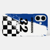 Racing Name Number Blue Black and White  Case-Mate iPhone Case (Achterkant (horizontaal))
