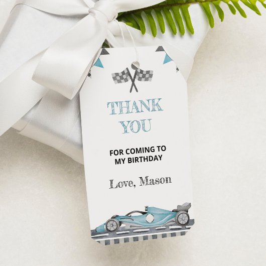 Racing Party Verjaardag Dank u Label Cadeaulabel