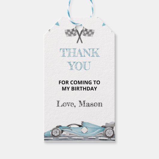 Racing Party Verjaardag Dank u Label Cadeaulabel (Voorkant)