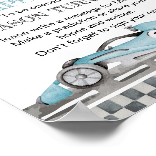 Racing Party Verjaardag Tijd Capsule teken Poster (Hoek)