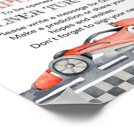 Racing Party Verjaardag Tijd Capsule teken Poster (Hoek)