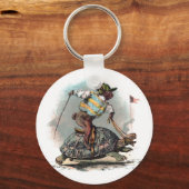 Racing Rabbit Riding Tortoise Sleutelhanger (Voorkant)