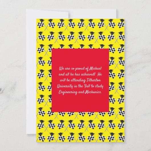 Racing Race Auto Afstuderen Partij Kaart (Achterkant)