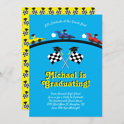 Racing Race Auto Afstuderen Partij Kaart (Voorkant / Achterkant)