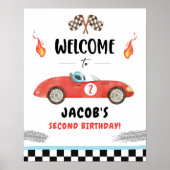 Racing Race Car Two Fast Curious Boy Welcome Poste Poster (Voorkant)