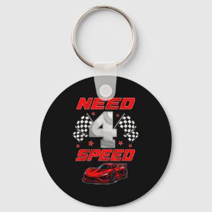 Racing Raceauto 4 Jaar Oud 4e Verjaardag Jongen Me Sleutelhanger