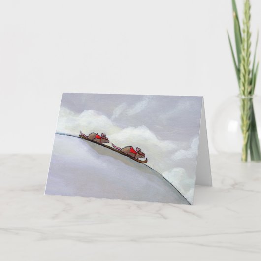 Racing ratten skiën afdaling leuk unieke rat kunst kaart (Voorkant)