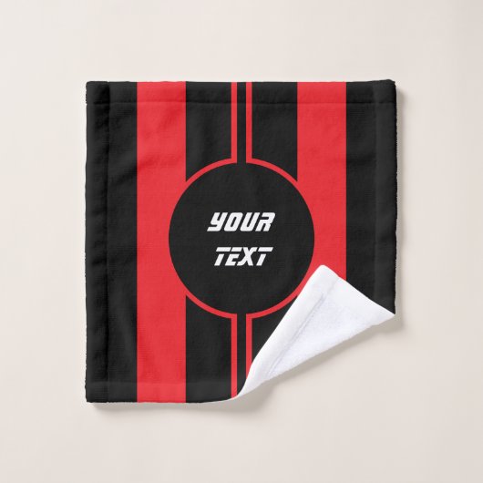 Racing Red Double Stripes Sports Custom Bad Handdoek (Wasdoekje)