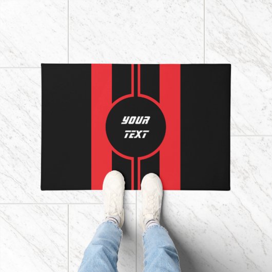 Racing Red Double Stripes Sports Custom Deurmat (Binnen)