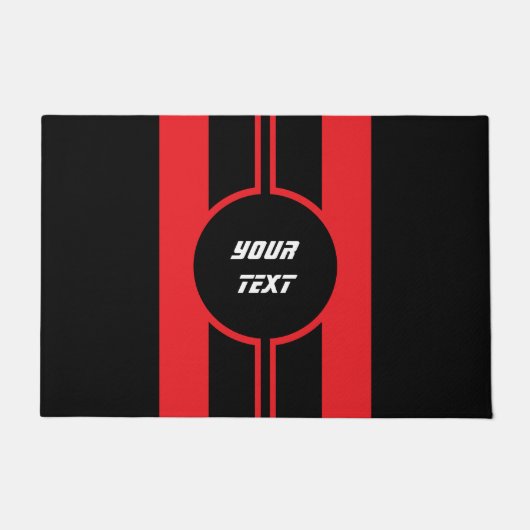 Racing Red Double Stripes Sports Custom Deurmat (Voorkant)