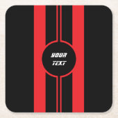 Racing Red Double Stripes Sports Custom Kartonnen Onderzetters (Voorkant)