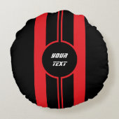 Racing Red Double Stripes Sports Custom Rond Kussen (Achterkant)