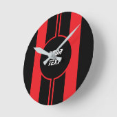Racing Red Double Stripes Sports Custom Ronde Klok (Hoek)