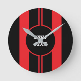 Racing Red Double Stripes Sports Custom Ronde Klok