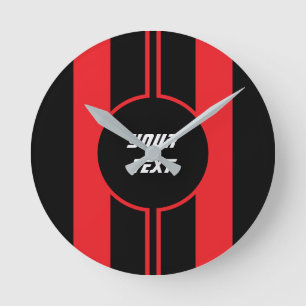 Racing Red Double Stripes Sports Custom Ronde Klok