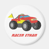 Racing Red Monster Truck Personalized Magnet (Voorkant)