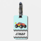 Racing Red Monster Truck, voor jongens Bagagelabel (Achterkant verticaal)