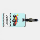 Racing Red Monster Truck, voor jongens Bagagelabel (Achterkant horizontaal)