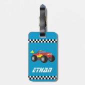 Racing Red Monster Truck, voor jongens Bagagelabel (Achterkant verticaal)