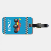 Racing Red Monster Truck, voor jongens Bagagelabel (Achterkant horizontaal)