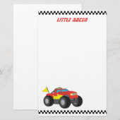 Racing Red Monster Truck, voor racerboys Briefpapier (Voorkant / Achterkant)