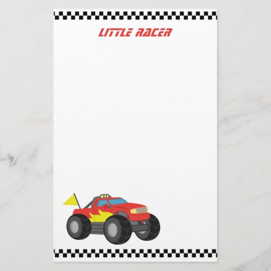 Racing Red Monster Truck, voor racerboys Briefpapier (Voorkant)
