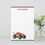 Racing Red Monster Truck, voor racerboys Briefpapier (Staand voorkant)