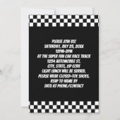 Racing Red Race Car Checkered Boy's Birthday Party Kaart (Achterkant)