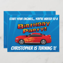 Racing Red Race Car Flames Boy's Birthday Party