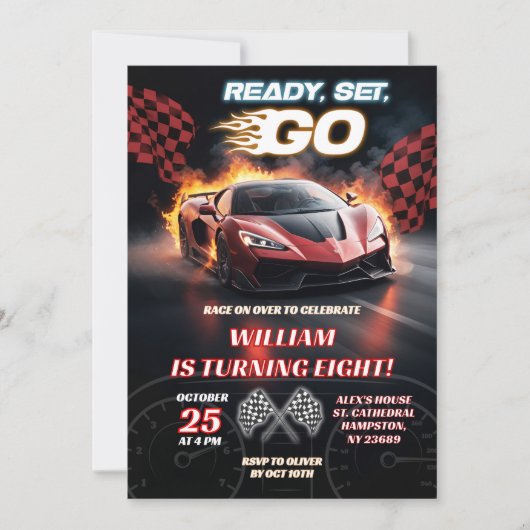 Racing Red Sport Car Verjaardag Jongen Kaart (Voorkant)