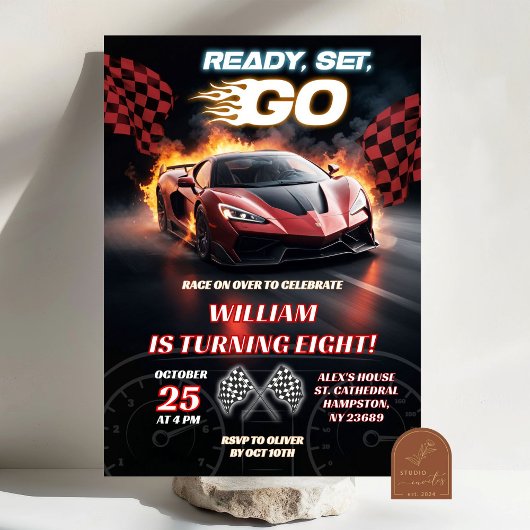 Racing Red Sport Car Verjaardag Jongen Kaart