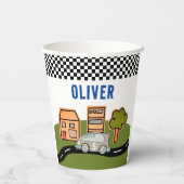 Racing Road House Custom Name Birthday Papieren Bekers (Achterkant)