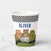 Racing Road House Custom Name Birthday Papieren Bekers (Voorkant)