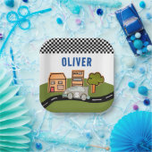 Racing Road House Custom Name Birthday Papieren Bordje (Feest)