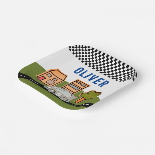 Racing Road House Custom Name Birthday Papieren Bordje (Gebogen)