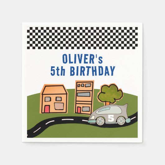 Racing Road House Custom Name Birthday Servet (Voorkant)