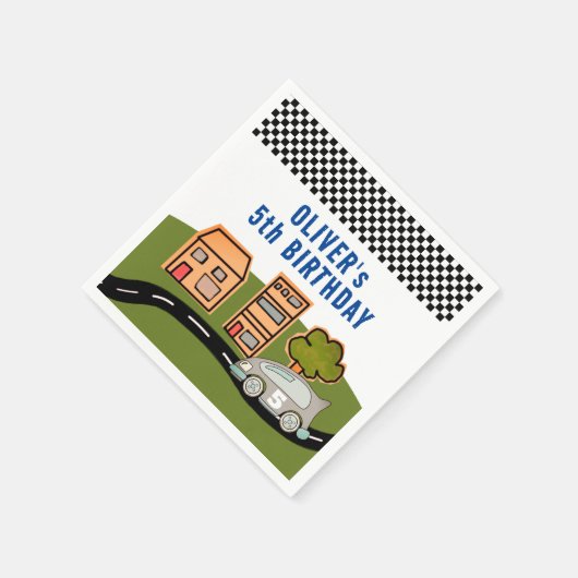 Racing Road House Custom Name Birthday Servet (Hoek)