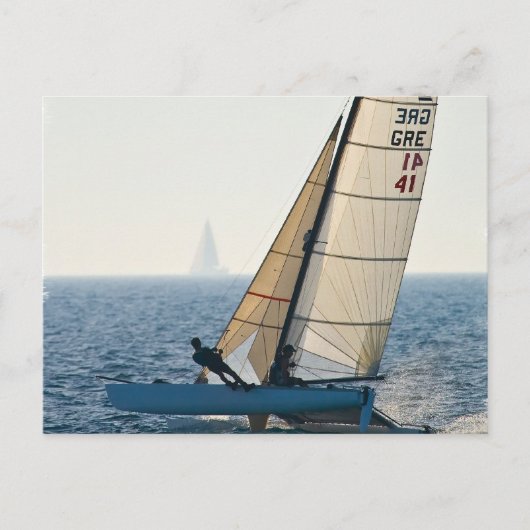 Racing Sailboat Briefkaart (Voorkant)