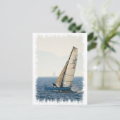 Racing Sailboat Briefkaart (Staand voorkant)