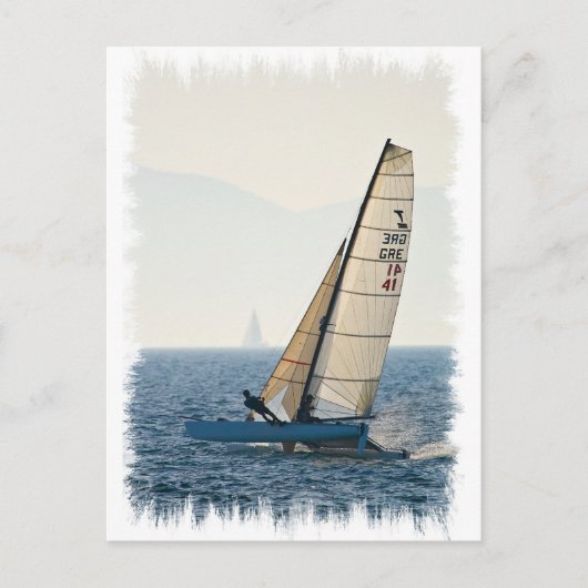 Racing Sailboat Briefkaart (Voorkant)