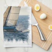 Racing Sailboot Kitchen Towel Theedoek (Quarter Fold)