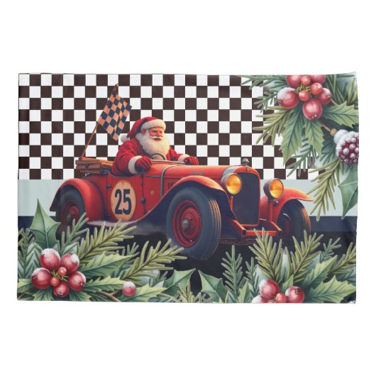 Racing Santa Claus holiday Kussensloop (Achterkant)