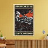 Racing Skeleton Alles zal je Canvas doden Afdruk (Insitu (Woonkamer))